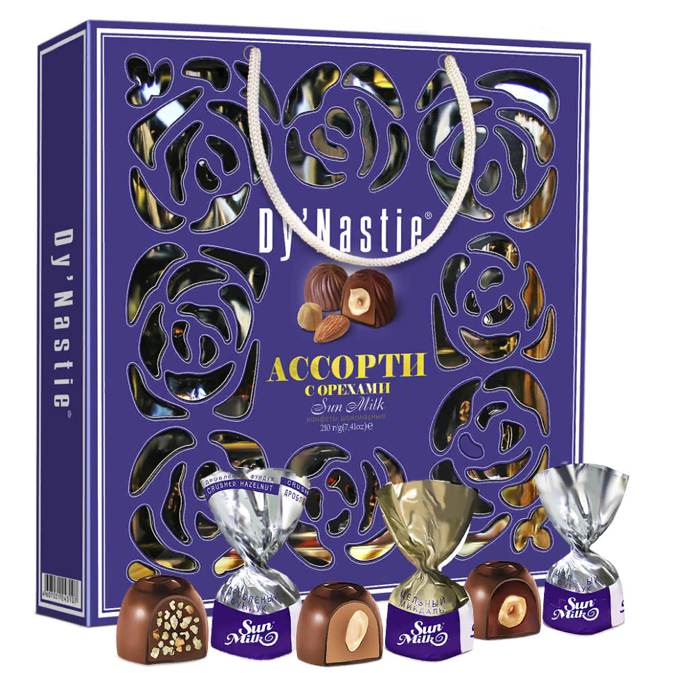  Династия Сумка Конфеты "Ассорти с орехами", 210г     в Солнечногорске